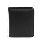 Czarny portfel z naturalnej skóry kompaktowy model Solier SW50 BLACK