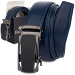 Pasek męski skórzany klamra automatyczna granatowy Beltimore A42 : Kolory - granatowy, Rozmiar pasków - r.100-115 cm