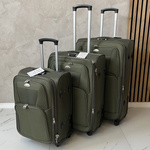 EASY TRIP zestaw trzech walizek na kółkach miękkie materiałowe kieszenie