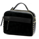 Luka Listonoszka damska skórzana torebka z paskiem i złotymi dżetami