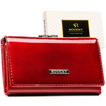 Lakierowany portfel damski ze skóry naturalnej i ekologicznej w czerwonym kolorze - Rovicky