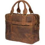 Duża solidna skórzana torba Beltimore na laptopa dokumenty brązowa nubuk M88