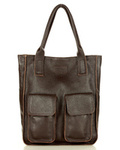 Torebka skórzany shopper bag z kieszeniami - MARCO MAZZINI Ravenna ciemny brąz caffe