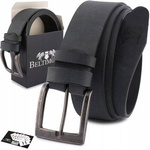 Pasek męski skórzany premium szeroki 4cm klasyczny czarny Beltimore Jeans E11 : Kolory - czarny, Rozmiar pasków - r.120-135 cm