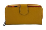 Kolorowy portfel skórzany damski - Żółty ciemny
