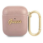 Guess GUA2SASMP AirPods cover różowy/pink Saffiano Script Metal Collection