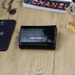 Lakierowany mały Skórzany damski portfel Gregorio