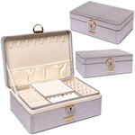 Szara, elegancka szkatułka zamykana na zatrzask i kluczykiem - Peterson