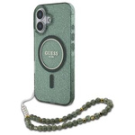 Guess GUHMP16MHGCRELSA iPhone 16 Plus 6.7" zielony/green hardcase IML Glitter With Pearl Strap MagSafe