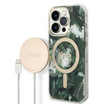 Zestaw Guess GUBPP14XHJEACSA Case+ Charger iPhone 14 Pro Max 6,7" zielony/green hard case Jungle MagSafe