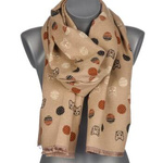 Beżowy Duży Szalik Damski bawełniany ciepły dwustronny koty AX-123