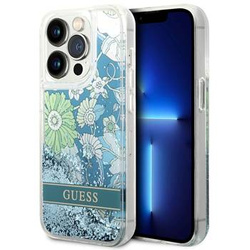 Guess GUHCP14LLFLSN iPhone 14 Pro 6,1" zielony/green hardcase Flower Liquid Glitter