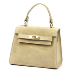 Vera Pelle Torebka Skórzana Kuferek Damski Zamsz Listonoszka Mała