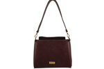 Torebka miejska z naturalnego zamszu i skóry - Bordowa