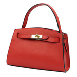 Elegancki skórzany damski kuferek z paskiem Luka