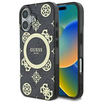 Guess GUHMP16SH4PYEEK iPhone 16 6.1" czarny/black hardcase IML Peony On 4G Background MagSafe