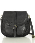 Torebka vintage retro skórzana listonoszka saddle bag - MARCO MAZZINI czarna