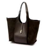 Vera Pelle damska torebka na ramię skóra naturalna shopperbag z paskiem