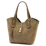 Zamszowa skórzana damska shopperbag na ramię pojemna i stylowa od Luka