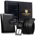 Meski zestaw prezentowy skóra naturalna Peterson PTN SET N4L-NGV-BW BLACK