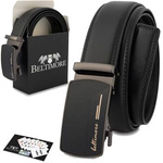 Pasek męski skórzany klamra automatyczna czarny Beltimore A44 : Kolory - czarny, Rozmiar pasków - r.115-130 cm