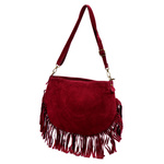 Zamszowa damska listonoszka z frędzlami torebka na ramię skórzana Luka