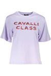 CAVALLI CLASS FIOLETOWY T-SHIRT DAMSKI Z KRÓTKIM RĘKAWEM