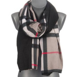 Szary Modny Szalik damski w kratę elegancki bawełniany duży szal ciepły  AX-61