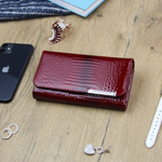 Gregorio portfel skórzany portmonetka podłużna wzór skóra krokodyla