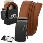 Pasek męski skórzany klamra automatyczna brązowy Beltimore A47 : Kolory - brązowy, beżowy, Rozmiar pasków - r.115-130 cm