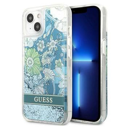 Guess GUHCP13MLFLSN iPhone 13 6,1" zielony/green hardcase Flower Liquid Glitter