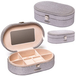 Elegancka szkatułka na biżuterię w srebrnym kolorze, zamykana zatrzaskiem - Peterson