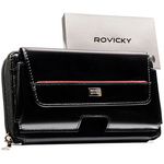 Skórzana, czarna saszetka męska z systemem RFID - Rovicky