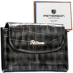 Szary portfel damski ze skóry ekologicznej z tłoczeniem na wzór skóry krokodyla - Peterson