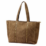 Duża Skórzana damska shopperbag torebka na ramię ze złotymi dżetami Luka