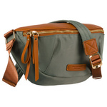 Nerka damska z nylonu i skóry ekologicznej w zielono-brązowym kolorze zawieszona na regulowanym pasku - Peterson