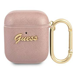 Guess GUA2SASMP AirPods cover różowy/pink Saffiano Script Metal Collection