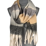 Kolorowy Jesienny duży Szalik Damski ciepły szal w kratę frędzle szal-74