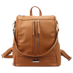 MiaMore Skórzany damski pojemny miejski plecak torebka z kieszeniami