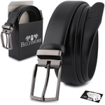 Pasek męski skórzany premium 3,5 cm casualowy czarny skóra lico Beltimore brązowy E39 : Kolory - czarny, Rozmiar pasków - r.90-105 cm