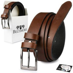 Beltimore skórzany pasek męski brązowy wąski E16 : Kolory - brązowy, beżowy, Rozmiar pasków - r.150-165 cm