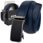 Pasek męski skórzany klamra automatyczna granatowy Beltimore A49 : Kolory - granatowy, Rozmiar pasków - r.100-115 cm