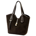 Zamszowa skórzana damska shopperbag na ramię pojemna i stylowa od Luka