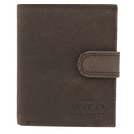 Wild męski portfel skóra naturalna rozbudowany pionowy zamykany na zatrzask