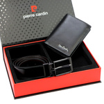 Portfel pasek męski zestaw skórzany Pierre Cardin