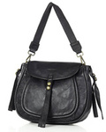 Marco Mazzini Torebka classic saddle bag ze skóry naturalnej na ramie czarna