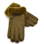 Pięciopalczaste skórzane ocieplane rękawiczki