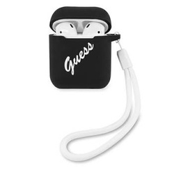 Guess GUACA2LSVSBW AirPods cover czarno biały/black white Silicone Vintage