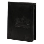 Money Kepper portfel duży męski pionowy skóra naturalna wzór motocykl