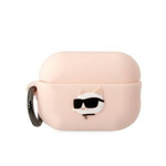 Karl Lagerfeld KLAP2RUNCHP AirPods Pro 2 cover różowy/pink Silicone Choupette Head 3D